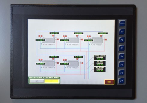 Plate freezer control panel graphic display